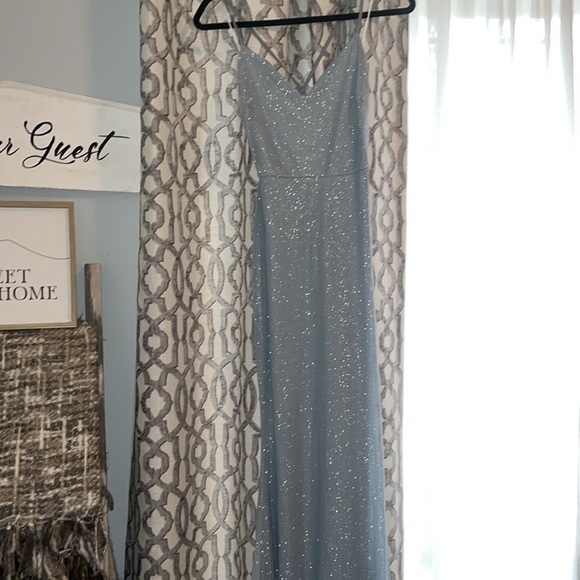 Brand new stunning blue shimmer formal dress wedding prom size small - Picture 8 of 8